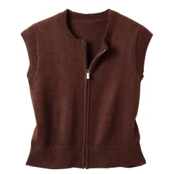 Trui En Vest<Blancheporte Mouwloos vest met rits chocolade