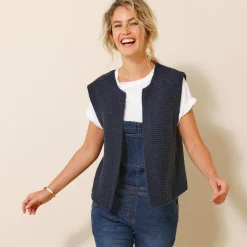 Trui En Vest<Blancheporte Mouwloos vest met ronde hals marine