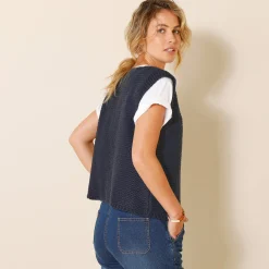 Trui En Vest<Blancheporte Mouwloos vest met ronde hals marine