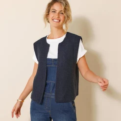 Trui En Vest<Blancheporte Mouwloos vest met ronde hals marine