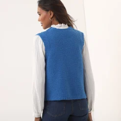 Trui En Vest<Blancheporte Mouwloos vest met ronde hals blauw