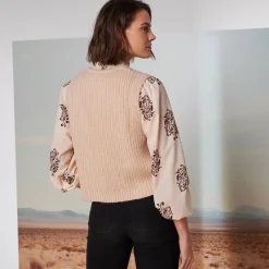 Trui En Vest<Blancheporte Mouwloos vest met zachte touch, goudkleurige knopen beige