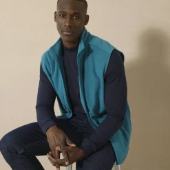 Sweater|Trui En Vest<Blancheporte Mouwloze blouson met rits, in fleece eendenblauw