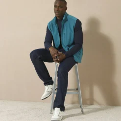 Sweater|Trui En Vest<Blancheporte Mouwloze blouson met rits, in fleece eendenblauw