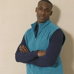 Sweater|Trui En Vest<Blancheporte Mouwloze blouson met rits, in fleece eendenblauw