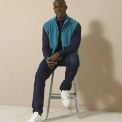 Sweater|Trui En Vest<Blancheporte Mouwloze blouson met rits, in fleece eendenblauw