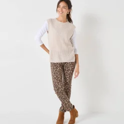 Trui En Vest<Blancheporte Mouwloze trui in origineel patenttricot chiné beige