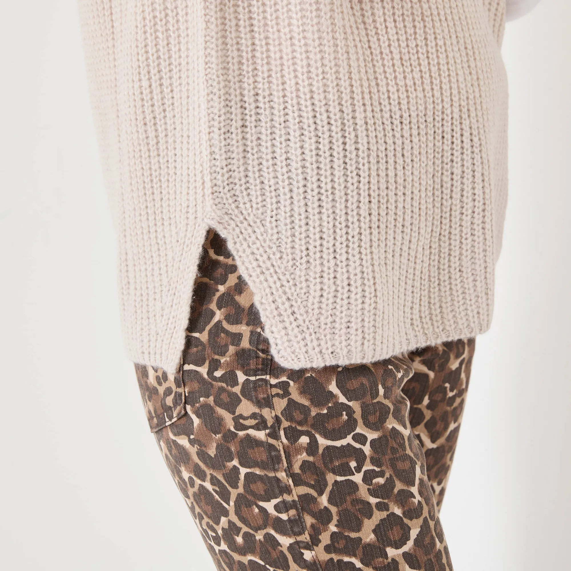 Trui En Vest<Blancheporte Mouwloze trui in origineel patenttricot chiné beige