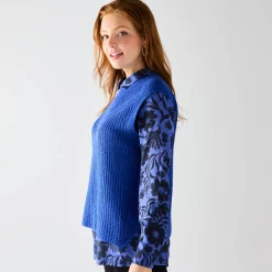 Trui En Vest<Blancheporte Mouwloze trui in origineel patenttricot felblauw