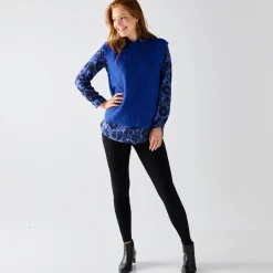 Trui En Vest<Blancheporte Mouwloze trui in origineel patenttricot felblauw
