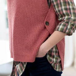 Trui En Vest<Blancheporte Mouwloze trui in tricot rozenhout