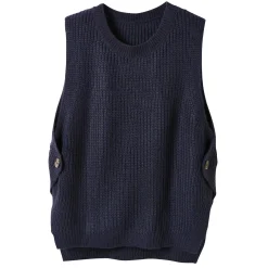 Trui En Vest<Blancheporte Mouwloze trui in tricot marine