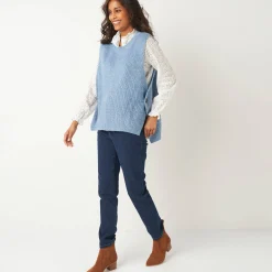 Trui En Vest<Blancheporte Mouwloze trui in tricot chiné blauw