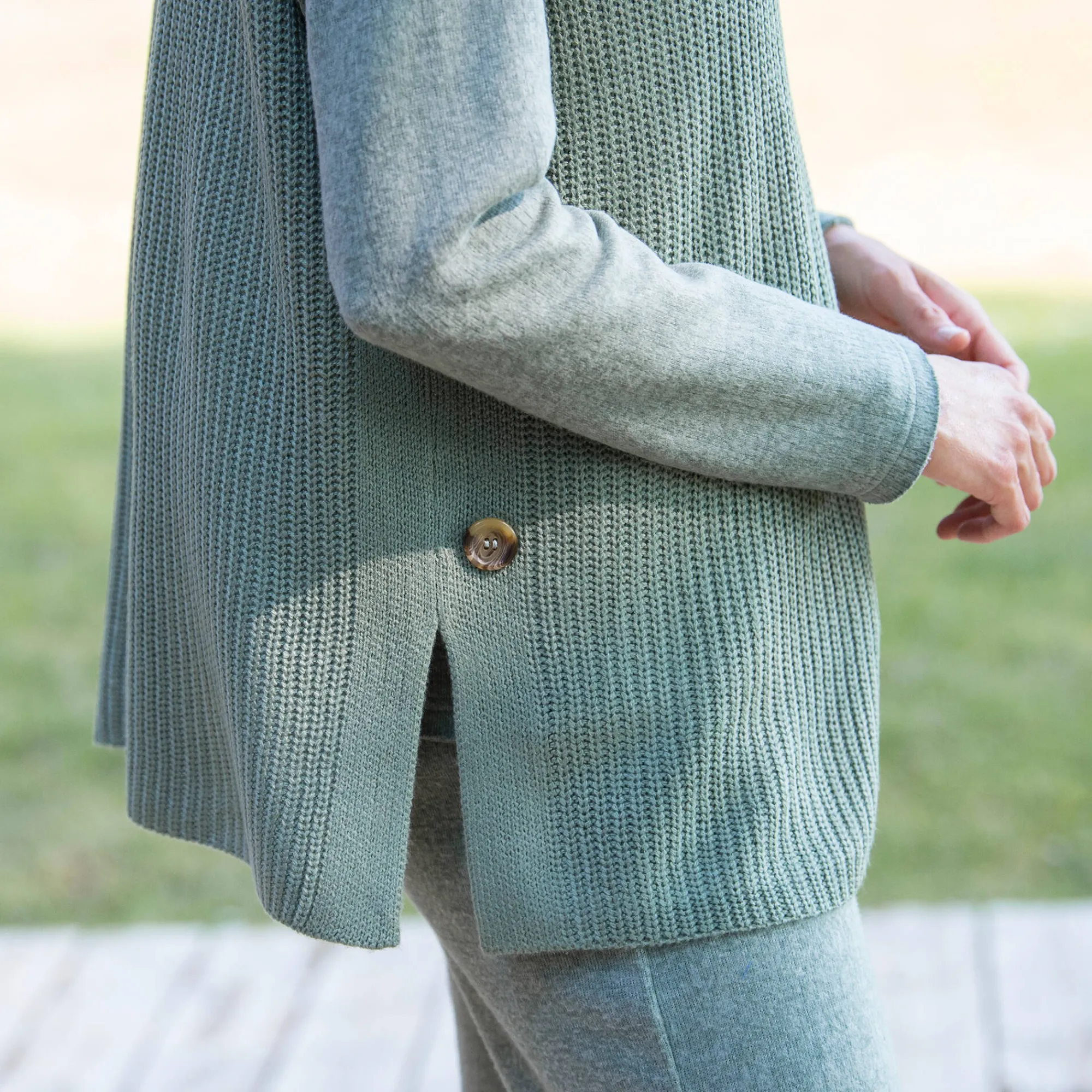 Trui En Vest<Blancheporte Mouwloze trui met opstaande kraag, pareltricot lichtkaki