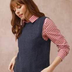 Trui En Vest<Blancheporte Mouwloze trui met ronde hals marine