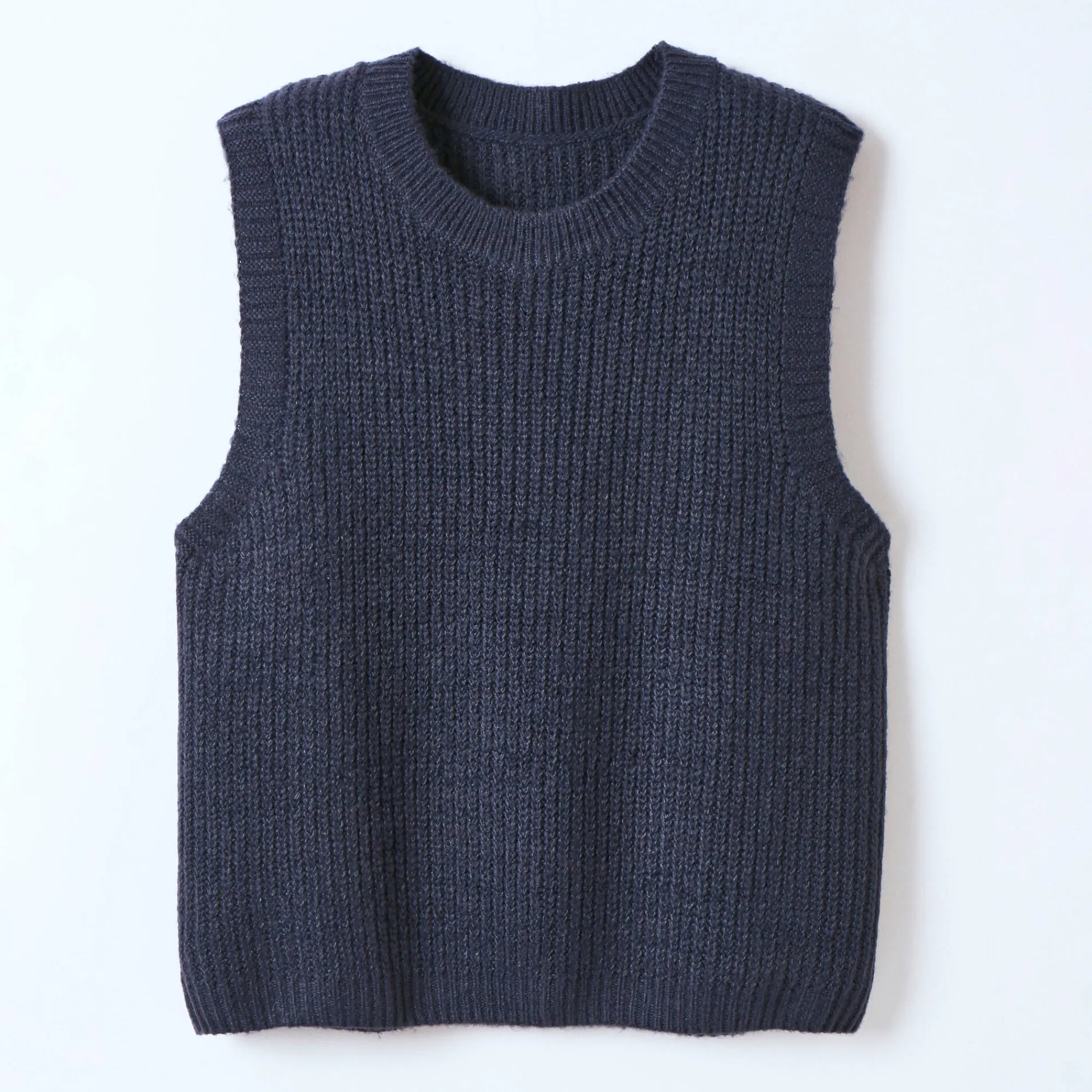Trui En Vest<Blancheporte Mouwloze trui met ronde hals marine