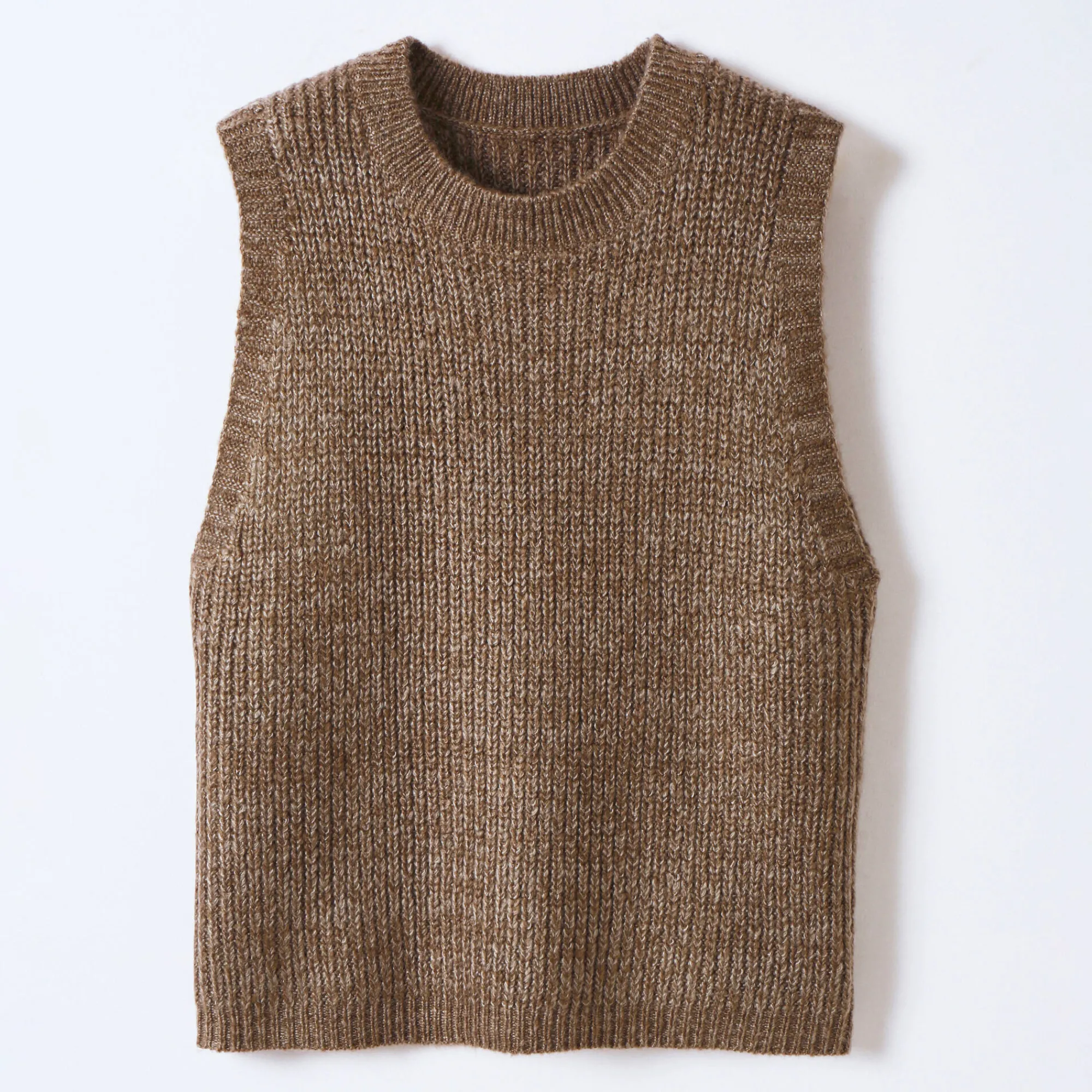 Trui En Vest<Blancheporte Mouwloze trui met ronde hals chiné taupe