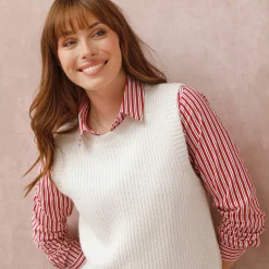 Trui En Vest<Blancheporte Mouwloze trui met ronde hals ecru