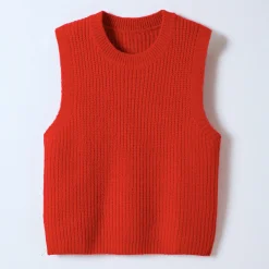 Trui En Vest<Blancheporte Mouwloze trui met ronde hals rood