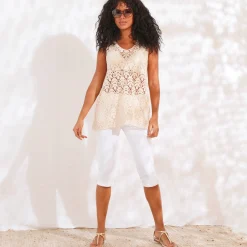 T-Shirt En Topje<Blancheporte Mouwloze tuniek, macramé vlaskleur