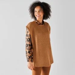 Trui En Vest<Blancheporte Mouwloze tuniektrui, patenttricot met zachte touch karamel