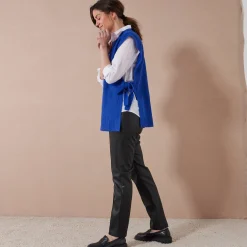 Trui En Vest<Blancheporte Mouwloze tuniektrui, patenttricot met zachte touch felblauw