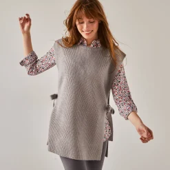 Trui En Vest<Blancheporte Mouwloze tuniektrui, patenttricot met zachte touch chiné grijs