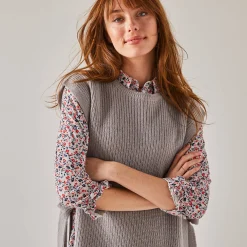 Trui En Vest<Blancheporte Mouwloze tuniektrui, patenttricot met zachte touch chiné grijs