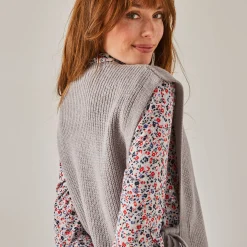 Trui En Vest<Blancheporte Mouwloze tuniektrui, patenttricot met zachte touch chiné grijs
