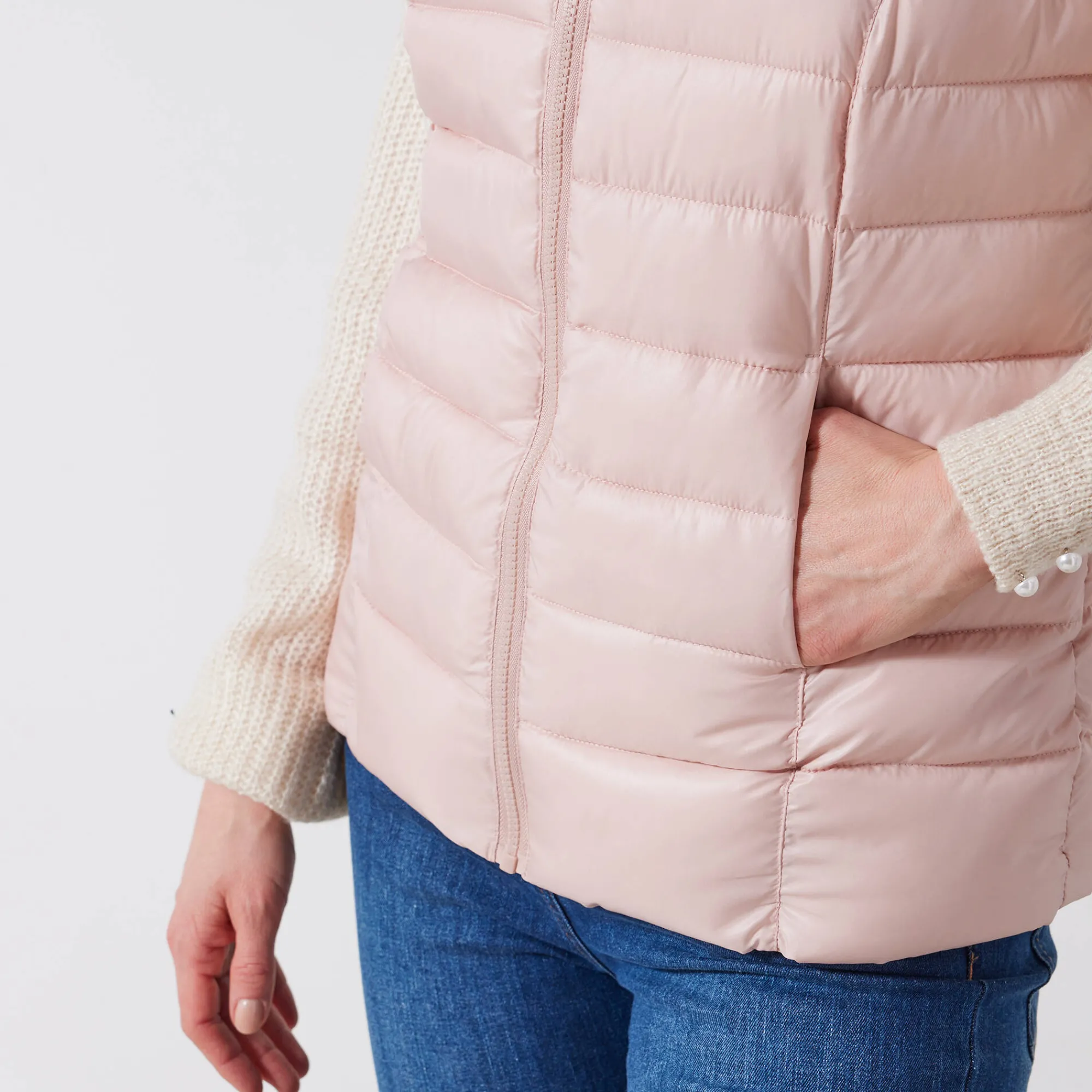 Parka En Donsjas<Blancheporte Mouwloze, waterafstotende gewatteerde jas met opstaande kraag grijsroze