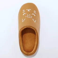 Sloffen|Sloffen<Blancheporte Muiltjes in fleece, geborduurd kattenmotief karamel