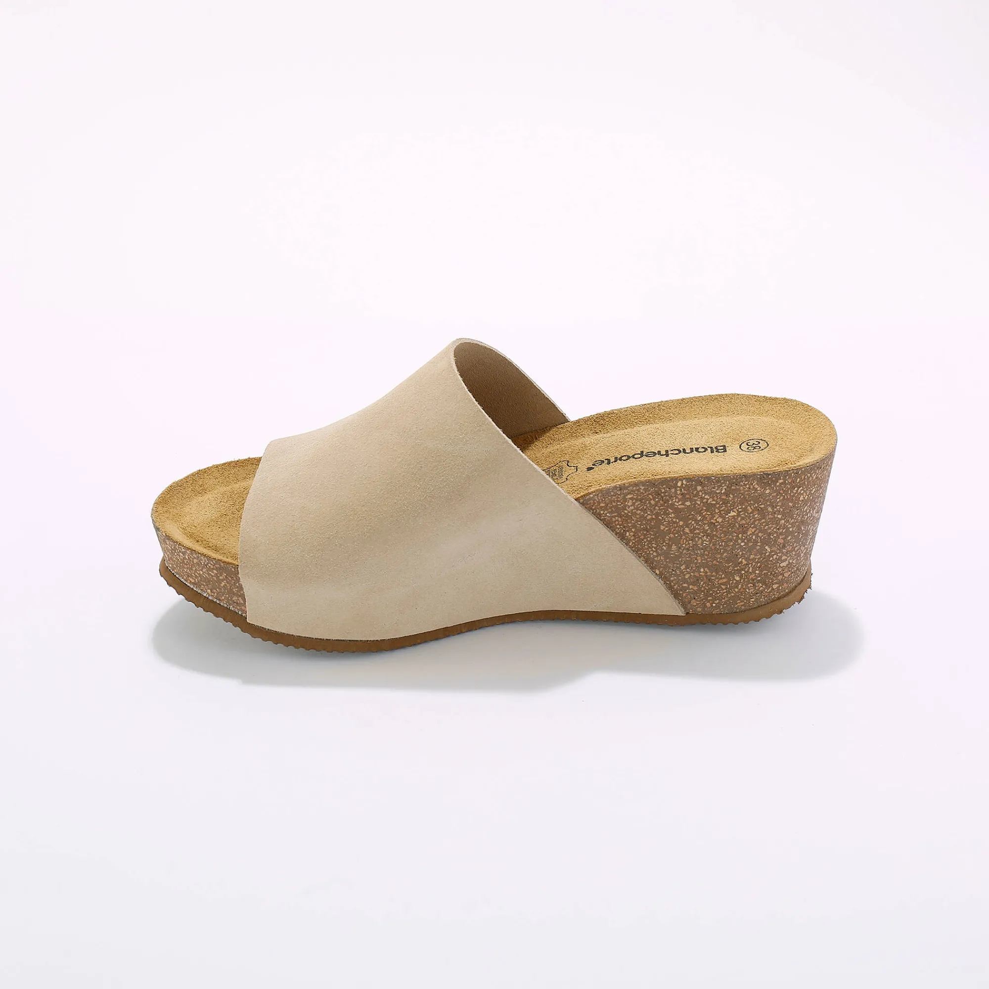 Muiltjes En Klompen|Sandalen En Espadrilles<Blancheporte Muiltjes in leer, met sleehak in kurk beige