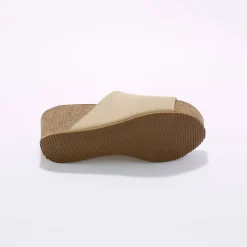 Muiltjes En Klompen|Sandalen En Espadrilles<Blancheporte Muiltjes in leer, met sleehak in kurk beige