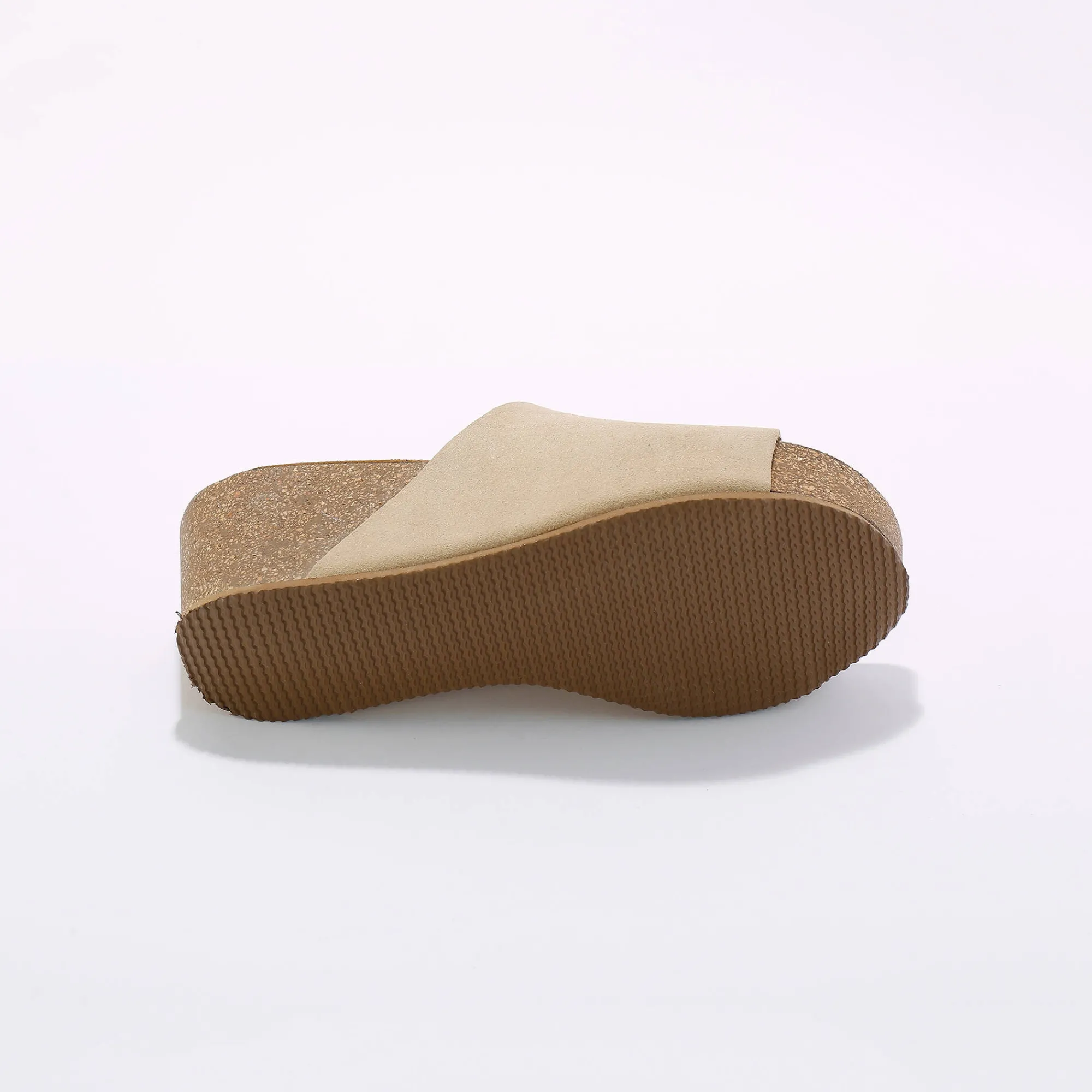 Muiltjes En Klompen|Sandalen En Espadrilles<Blancheporte Muiltjes in leer, met sleehak in kurk beige