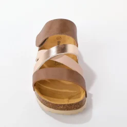 Muiltjes En Klompen|Sandalen En Espadrilles<Blancheporte Muiltjes met scratchriempjes bruin