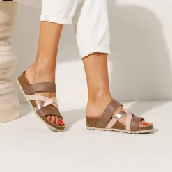 Muiltjes En Klompen|Sandalen En Espadrilles<Blancheporte Muiltjes met scratchriempjes bruin