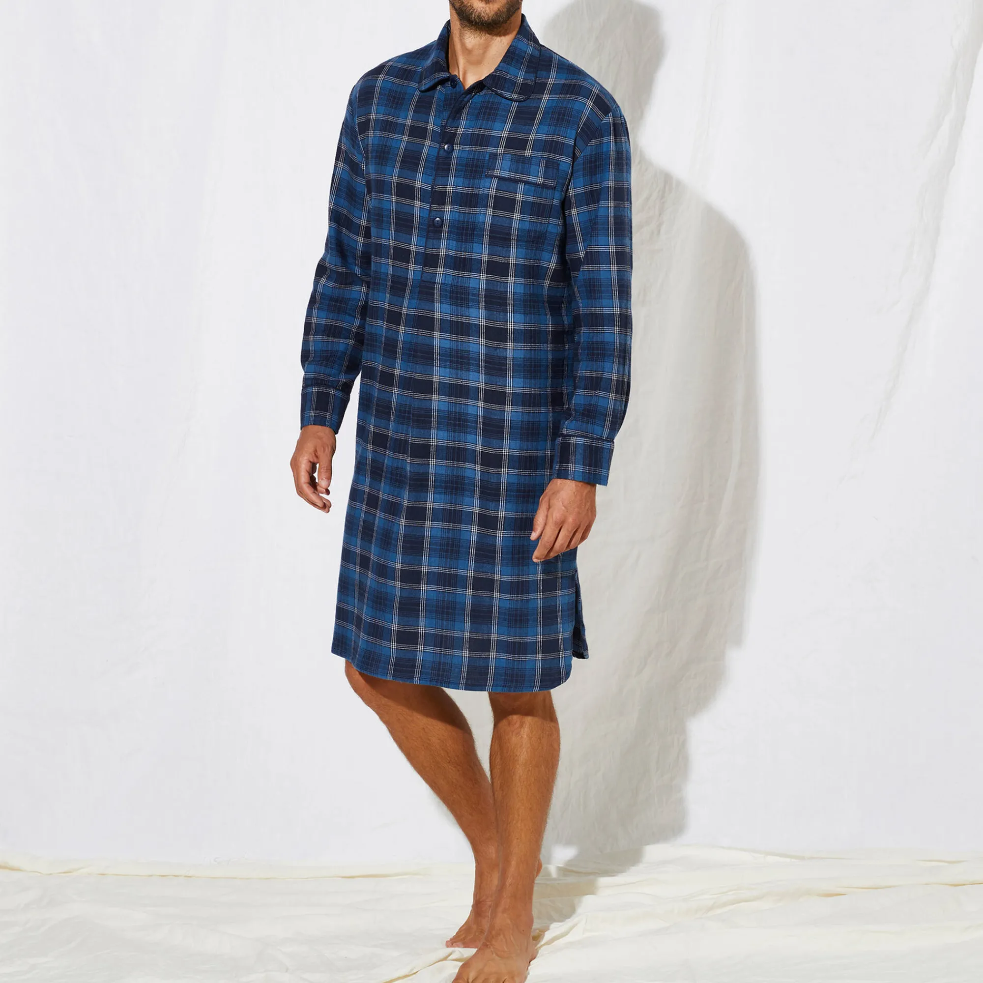 Pyjama En Kamerjas<Blancheporte Nachthemd in liketstijl, geruit flanel blauw