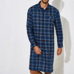 Pyjama En Kamerjas<Blancheporte Nachthemd in liketstijl, geruit flanel blauw