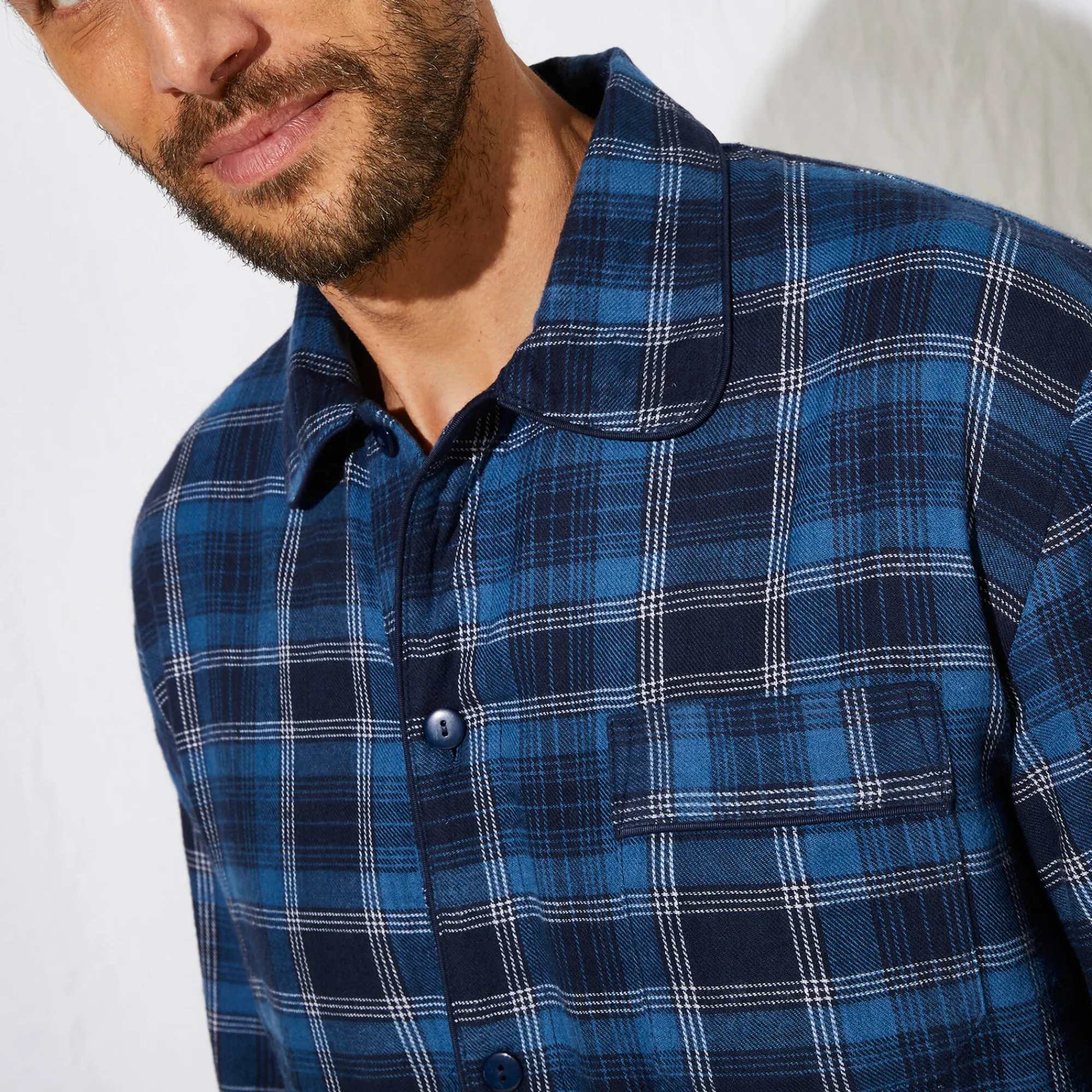 Pyjama En Kamerjas<Blancheporte Nachthemd in liketstijl, geruit flanel blauw