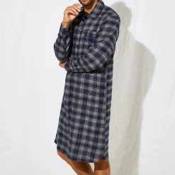 Pyjama En Kamerjas<Blancheporte Nachthemd in liketstijl, geruit flanel grijs