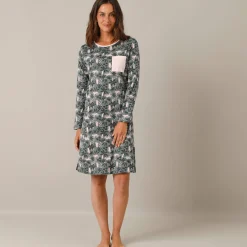 Nachthemd<Blancheporte Nachthemd met jungleprint grijs / roze