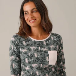 Nachthemd<Blancheporte Nachthemd met jungleprint grijs / roze
