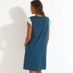 Nachthemd<Blancheporte Nachthemd met korte mouwen en bloemblaadjesprint donkerblauw