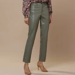 Feestoutfits Dames|Broek<Lora Zellini Nauwsluitende 7/8-broek, gecoat aspect kaki