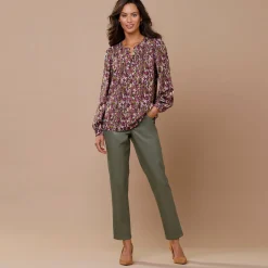 Feestoutfits Dames|Broek<Lora Zellini Nauwsluitende 7/8-broek, gecoat aspect kaki