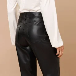 Feestoutfits Dames|Broek<Lora Zellini Nauwsluitende 7/8-broek, gecoat aspect zwart