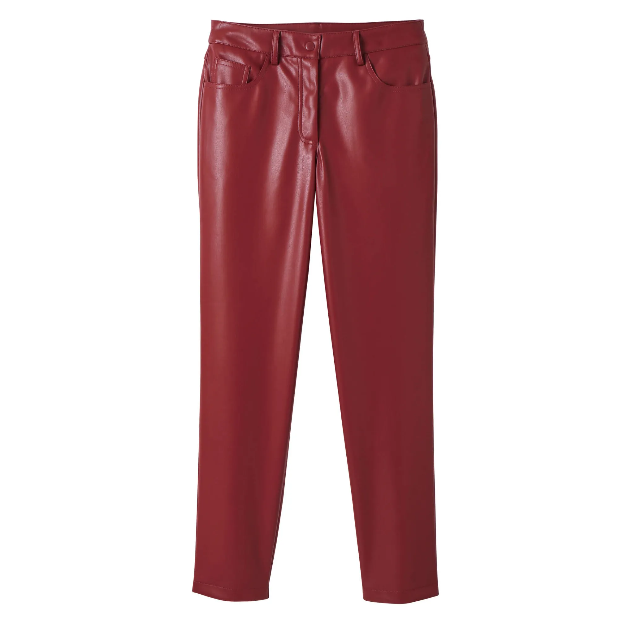 Broek<Lora Zellini Nauwsluitende 7/8-broek, gecoat aspect bordeaux