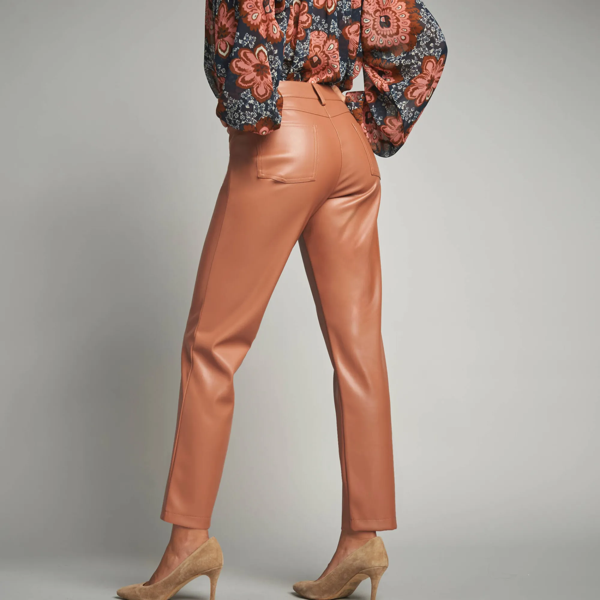 Broek<Lora Zellini Nauwsluitende 7/8-broek, gecoat aspect karamel