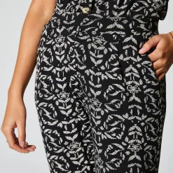 Broek<Blancheporte Nauwsluitende broek in soepel, bedrukt tricot, elastische taille zwart / ecru