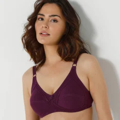 Beha<Blancheporte Omhullende beha in katoen zonder beugels - set van 2 pruim + fuchsia